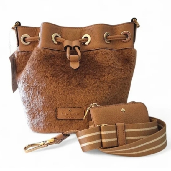 Kate Spade Rosie Faux Fur Bucket Crossbody With Pouch, NWT - Picture 6 of 8